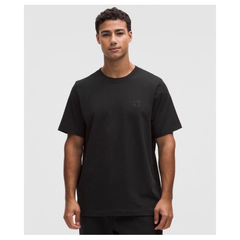 Lululemon Lab Mens Black Short Sleeve T-Shirt Tonal Logo Crew Neck Tee